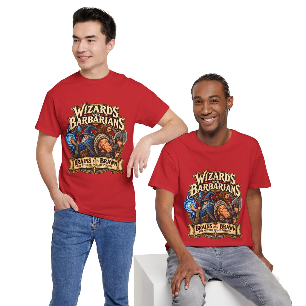 Wizards & Barbarians T-Shirt | Funny Fantasy RPG Gamer Tee