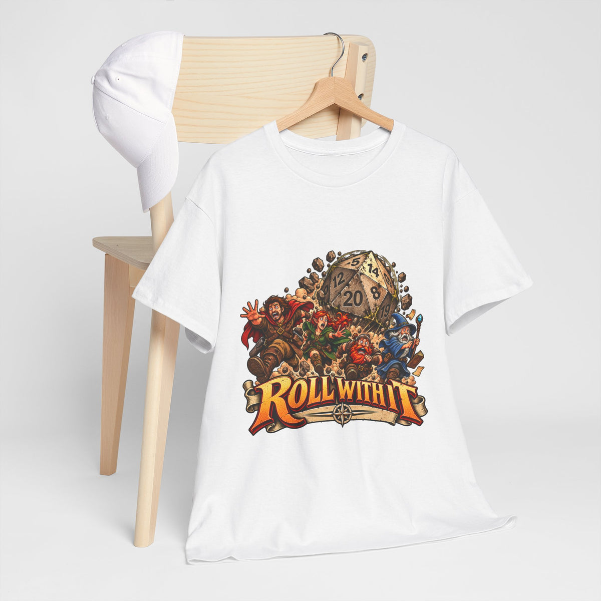 Roll With It D20 T-Shirt | Funny Tabletop RPG Dice Tee