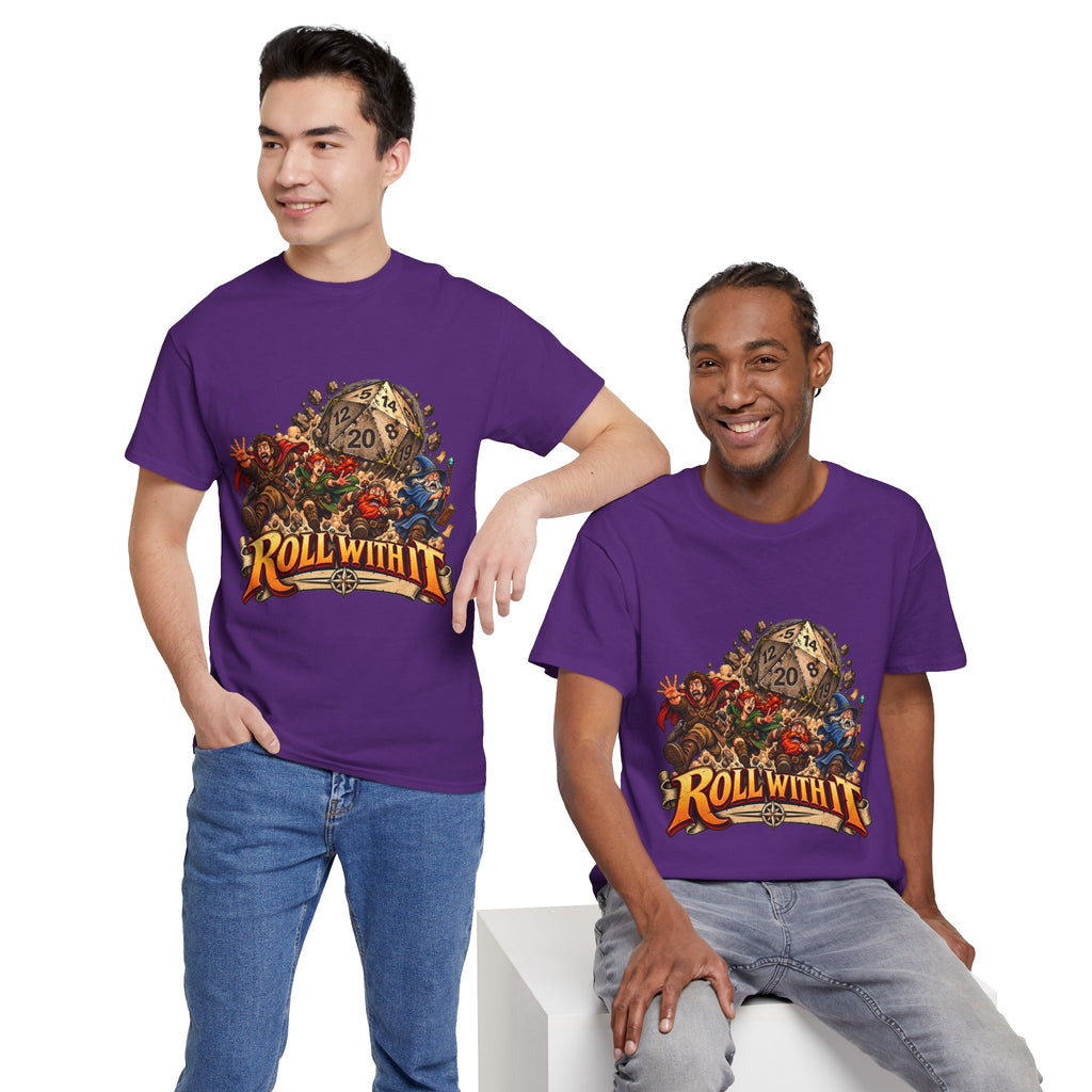 Roll With It D20 T-Shirt | Funny Tabletop RPG Dice Tee
