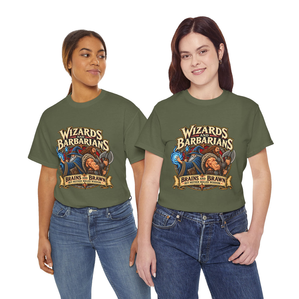 Wizards & Barbarians T-Shirt | Funny Fantasy RPG Gamer Tee