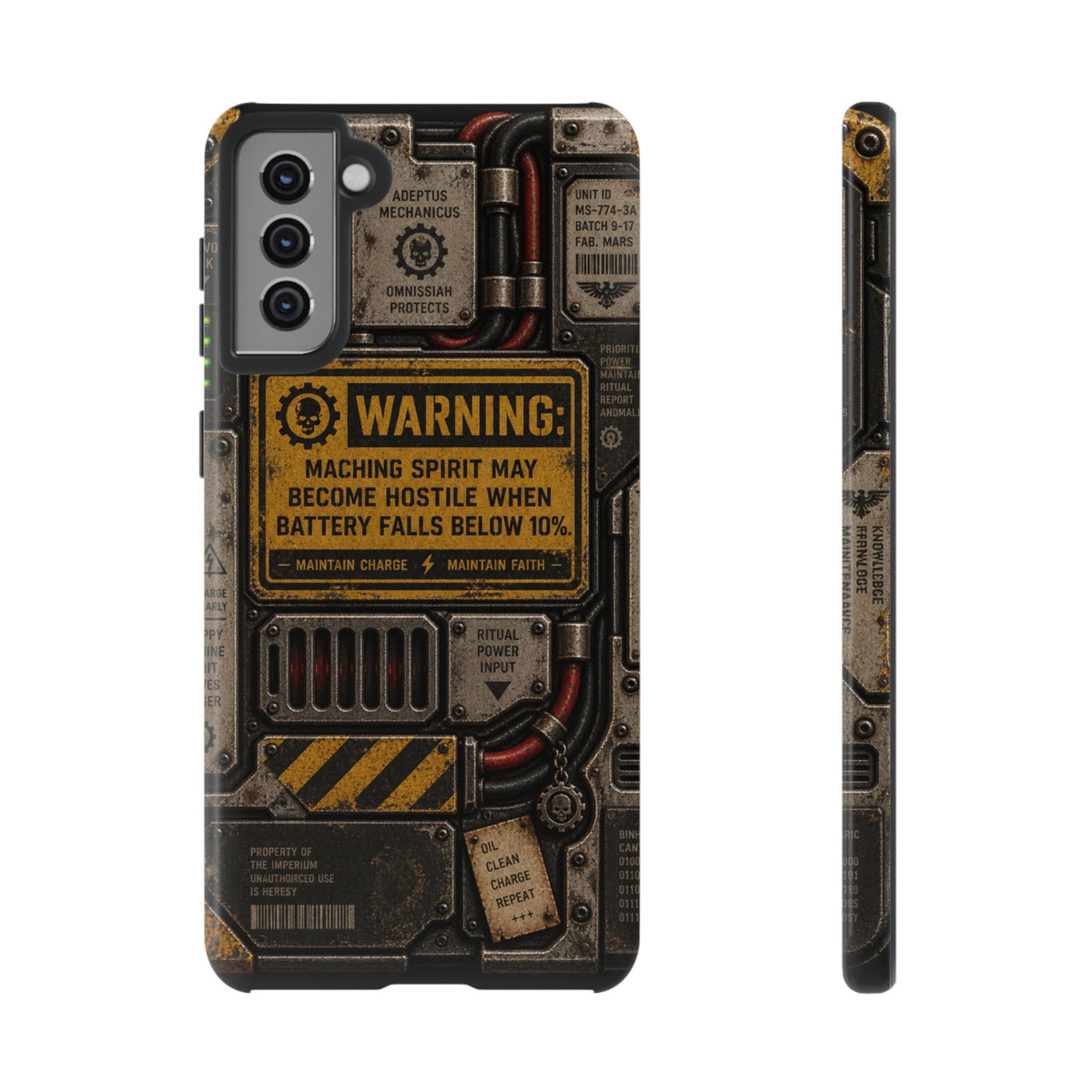 Machine Spirit Warning Phone Case | Grimdark Sci-Fi Design