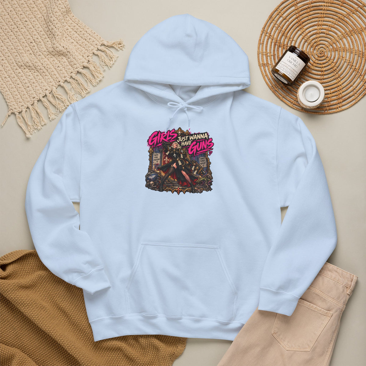 Girls Just Wanna Have Guns Hoodie | Grimdark Battle Sisters Warhammer Inspired Sci-Fi Parody Pullover