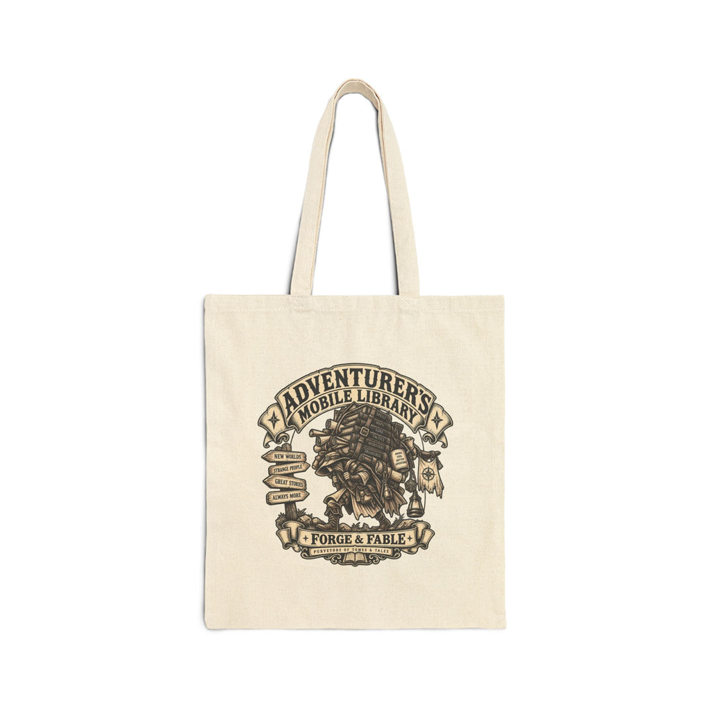 Adventurer’s Mobile Library Canvas Tote | Fantasy Book Lover Bag