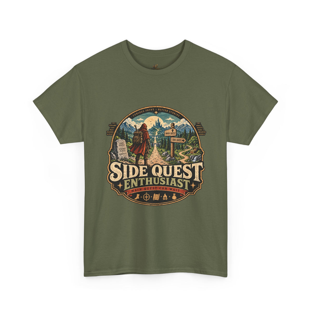 Side Quest Enthusiast T Shirt Funny Fantasy RPG Gaming Tee