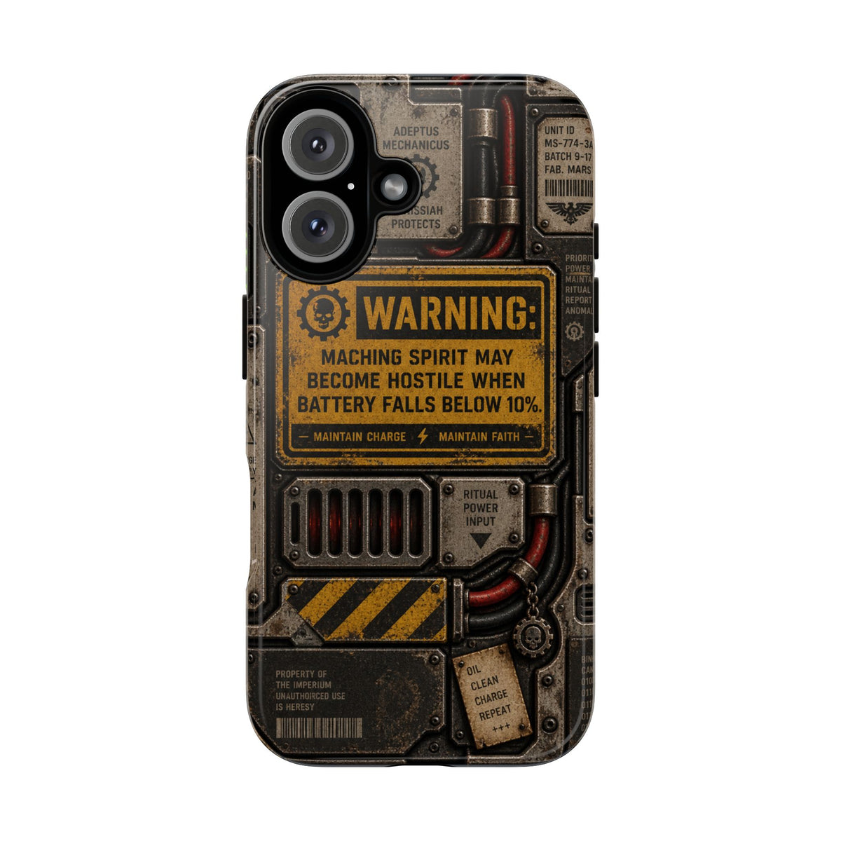 Machine Spirit Warning Phone Case | Grimdark Sci-Fi Design