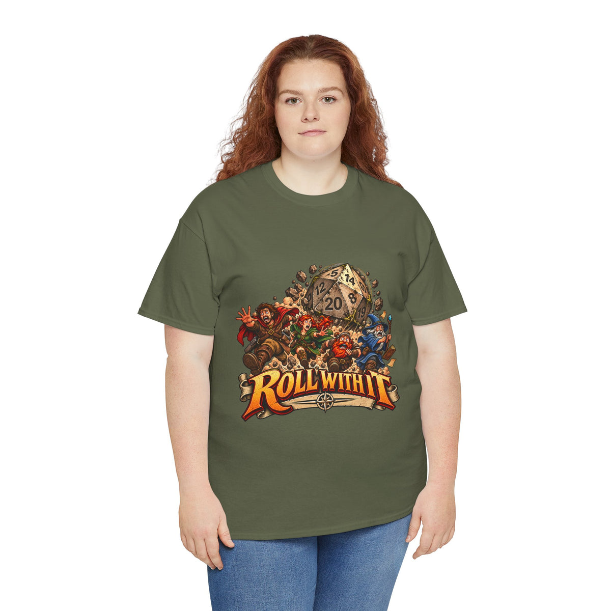 Roll With It D20 T-Shirt | Funny Tabletop RPG Dice Tee