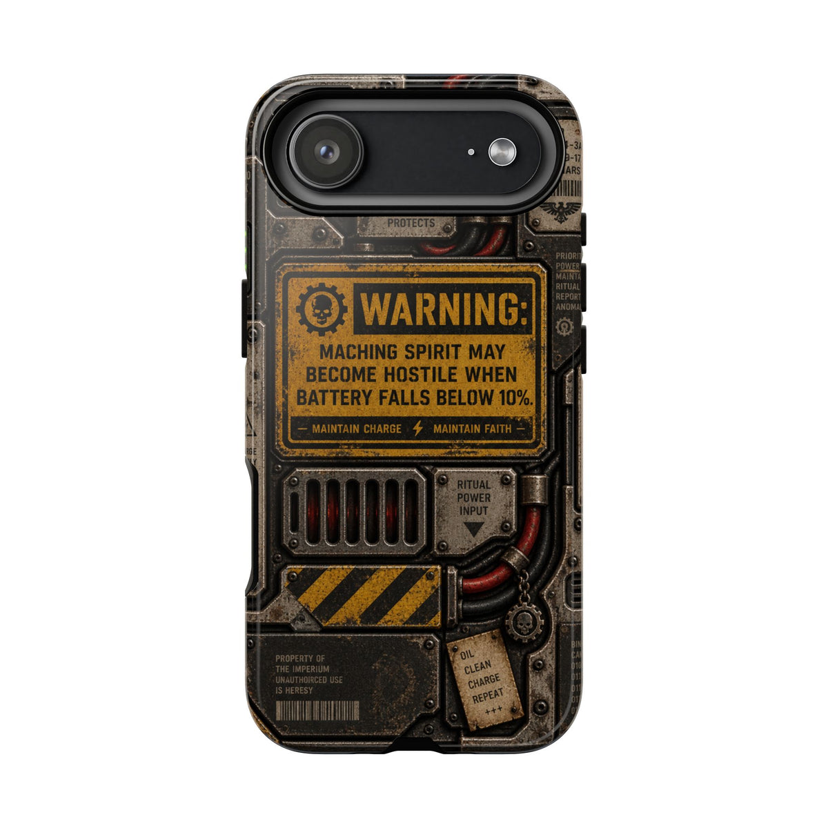 Machine Spirit Warning Phone Case | Grimdark Sci-Fi Design