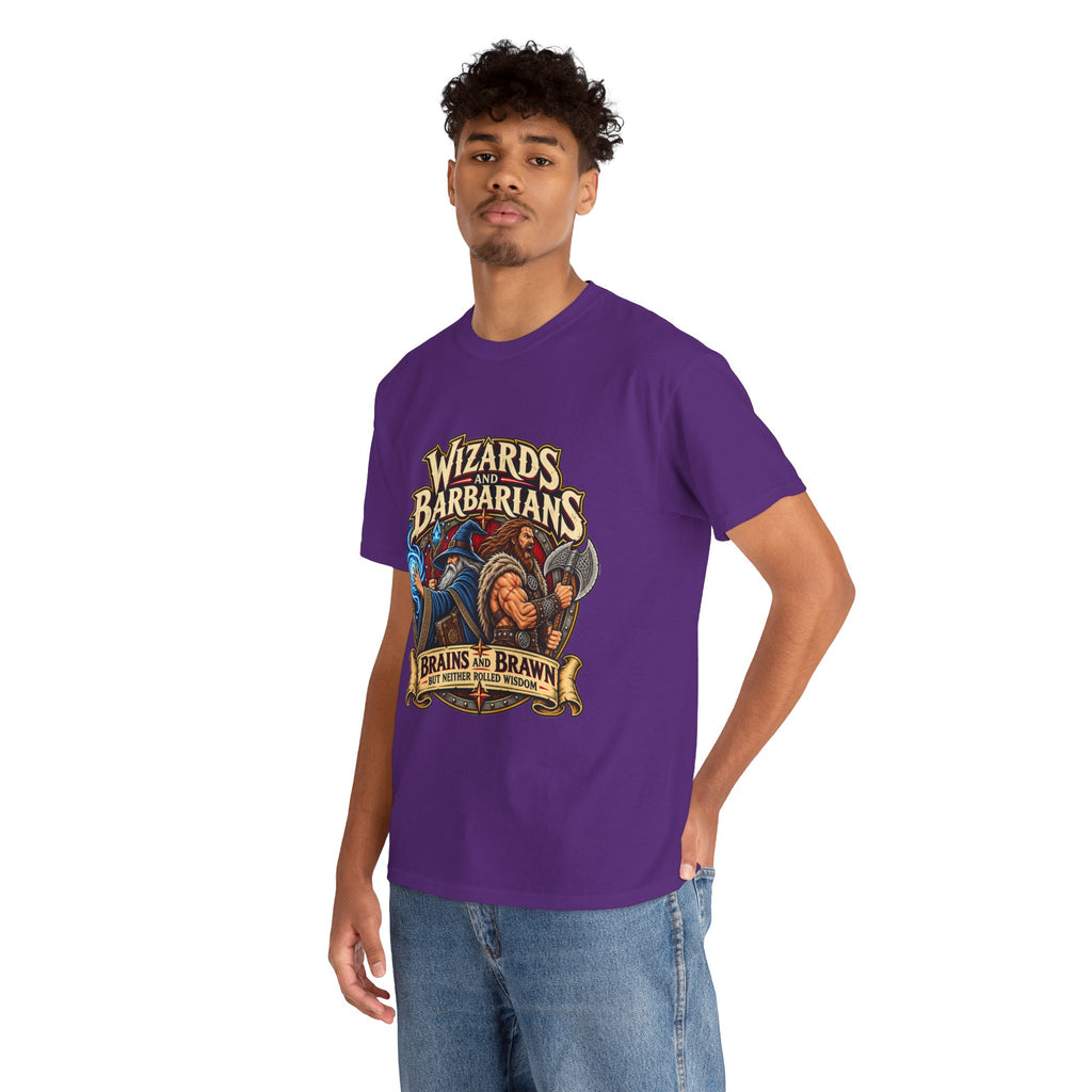 Wizards & Barbarians T-Shirt | Funny Fantasy RPG Gamer Tee