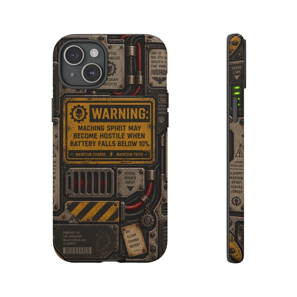 Machine Spirit Warning Phone Case | Grimdark Sci-Fi Design