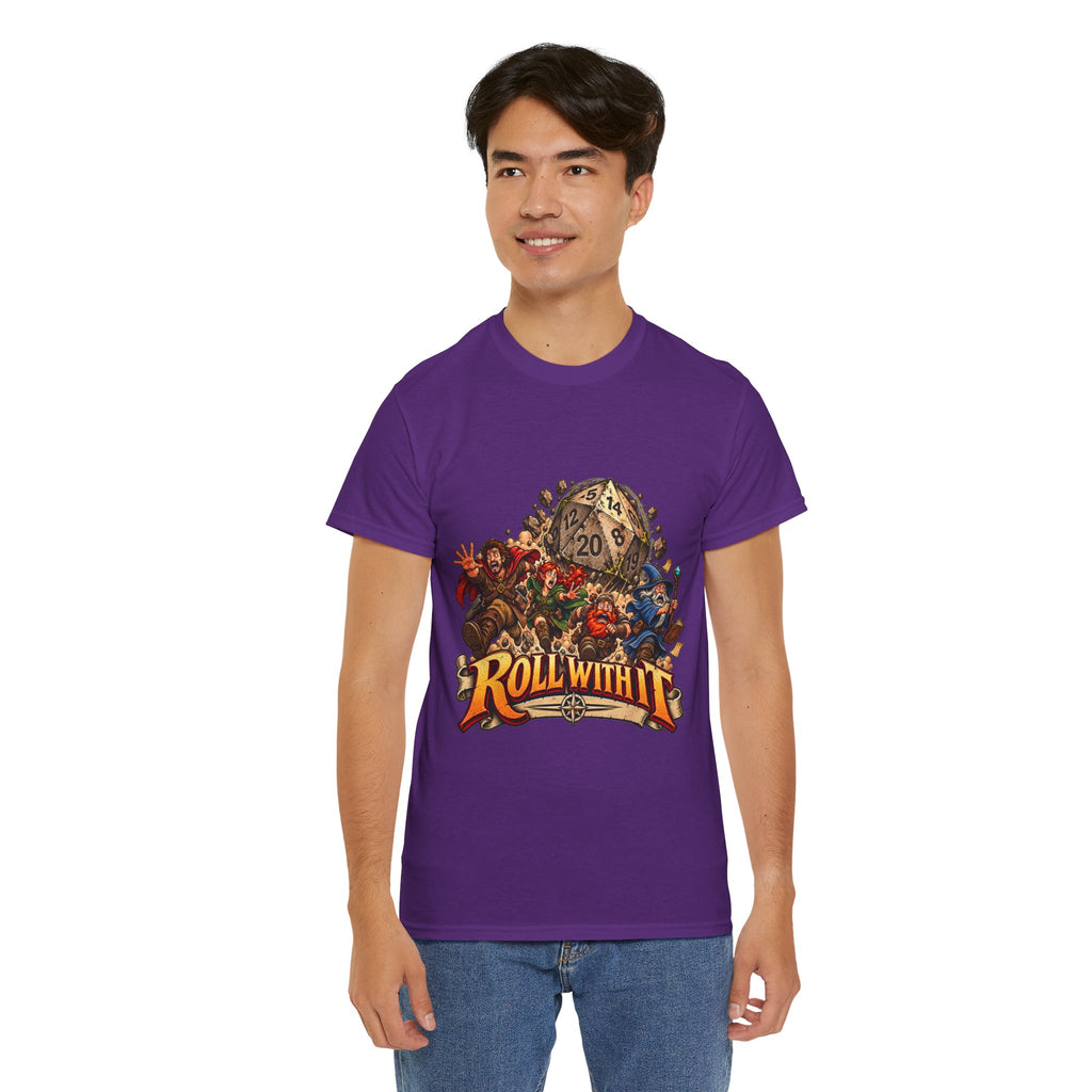 Roll With It D20 T-Shirt | Funny Tabletop RPG Dice Tee