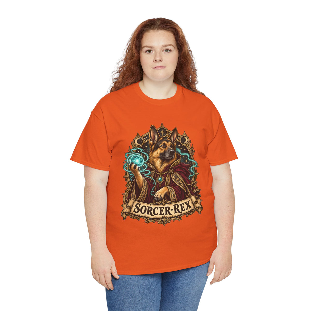 Sorcer-Rex Wizard Dog Fantasy Graphic T-Shirt