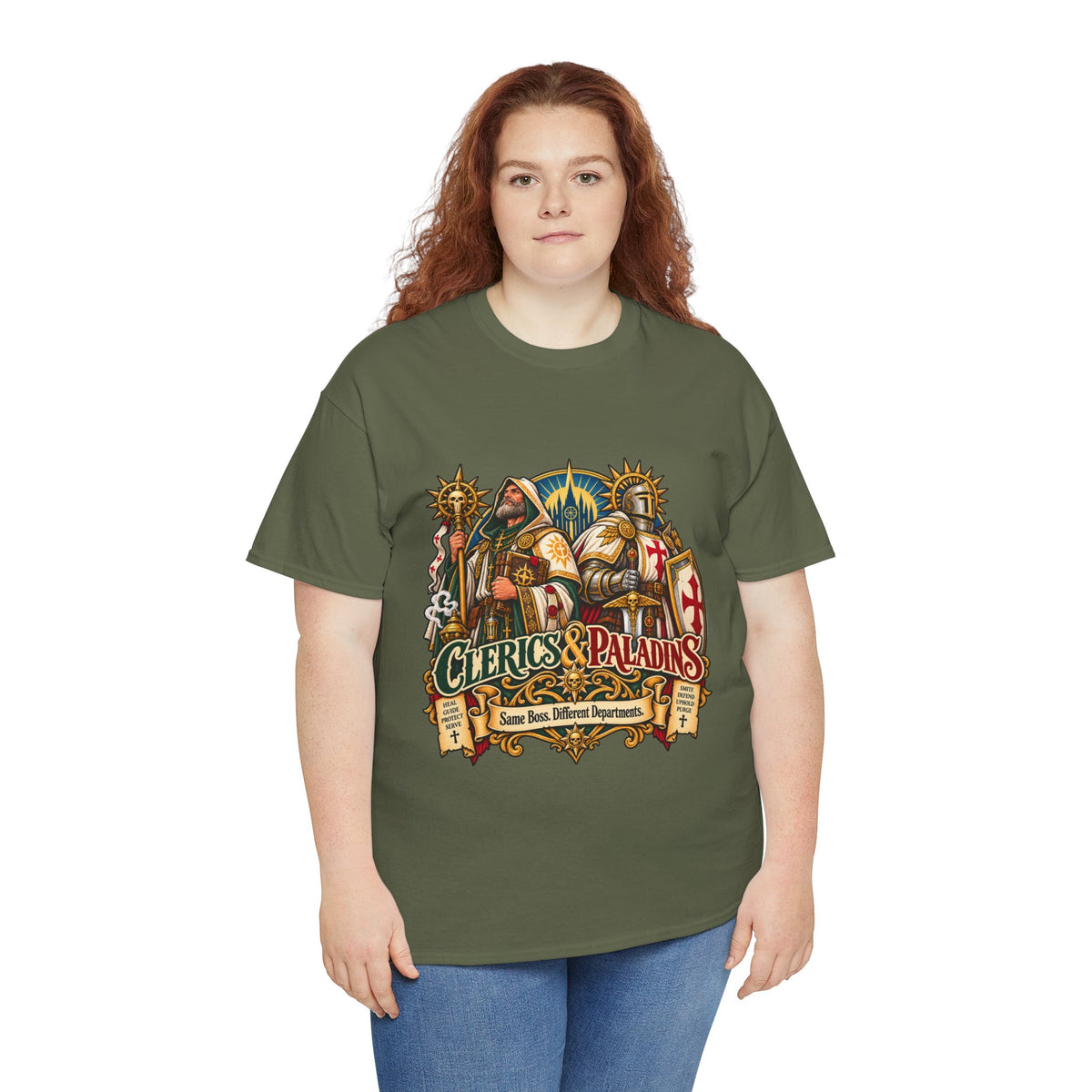Clerics & Paladins RPG Tee | Same Boss, Different Departments