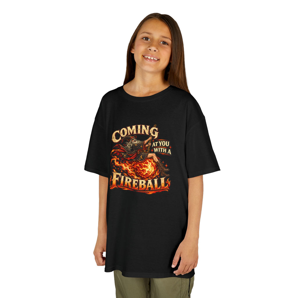 Kids Fireball Dragon T-Shirt | Cute Fantasy RPG Adventure Tee