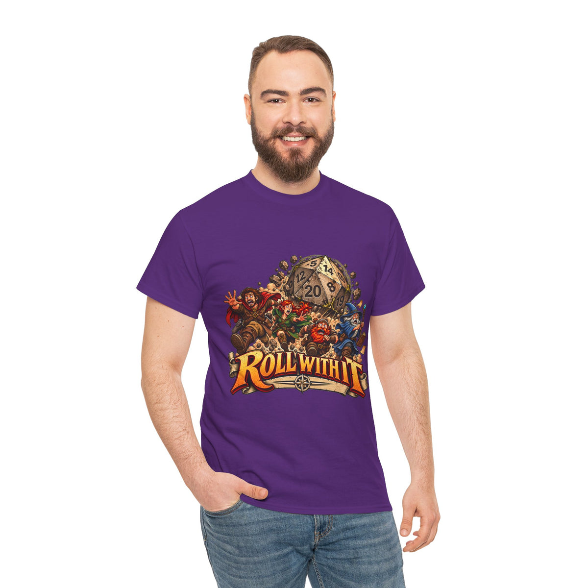 Roll With It D20 T-Shirt | Funny Tabletop RPG Dice Tee