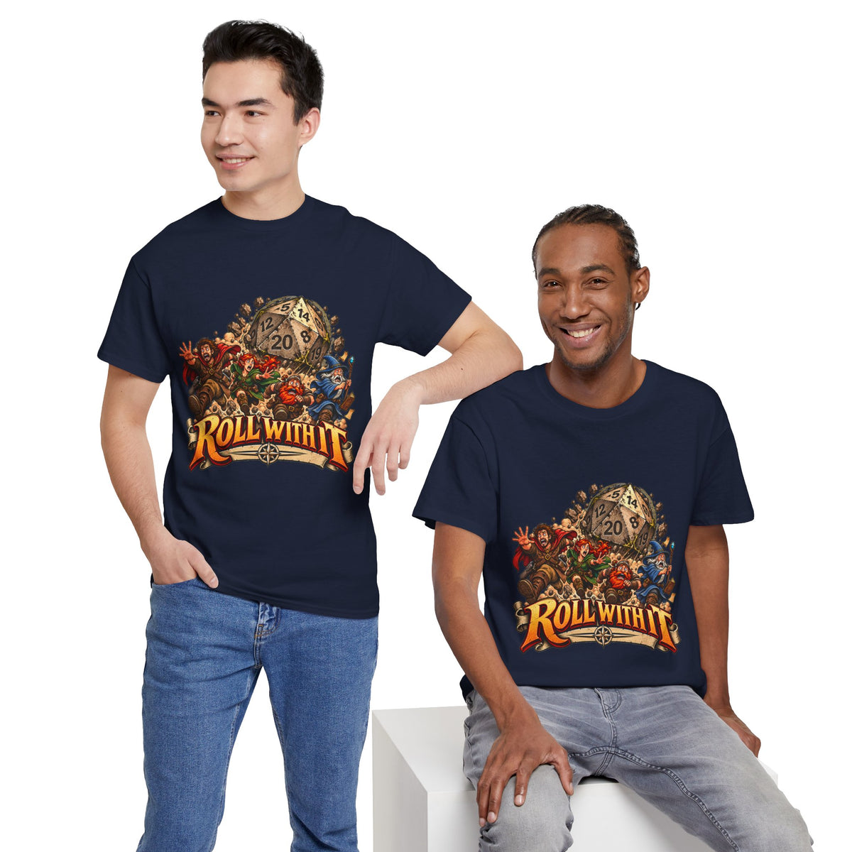 Roll With It D20 T-Shirt | Funny Tabletop RPG Dice Tee