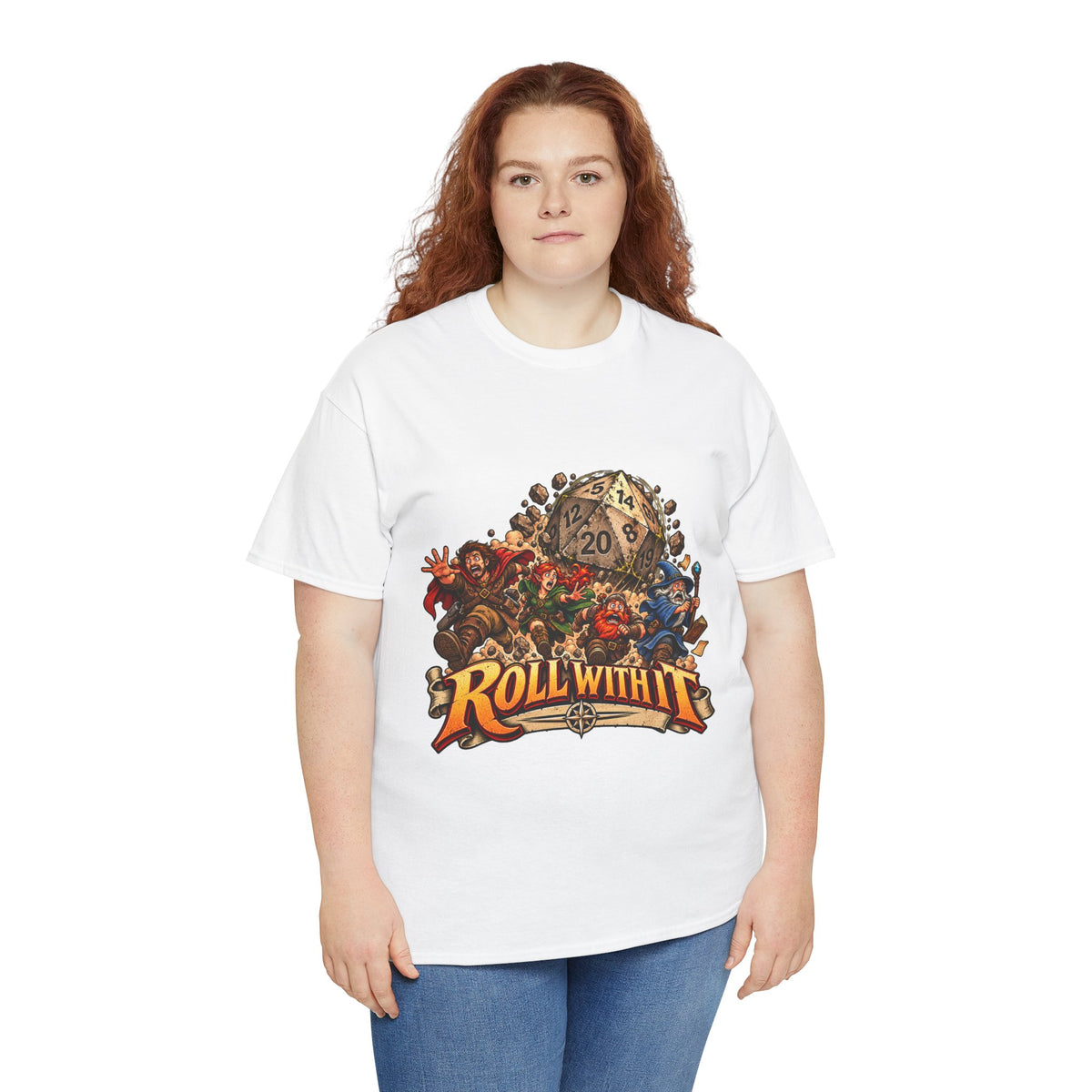 Roll With It D20 T-Shirt | Funny Tabletop RPG Dice Tee