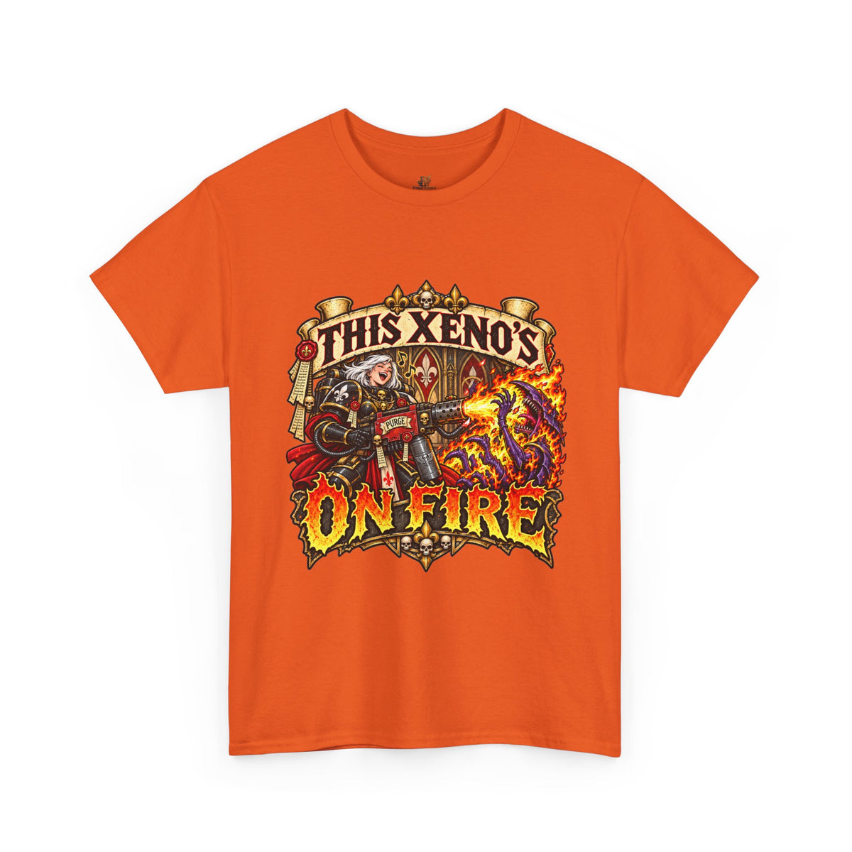 This Xeno’s on Fire Shirt – Sisters of Battle Music Parody Tee
