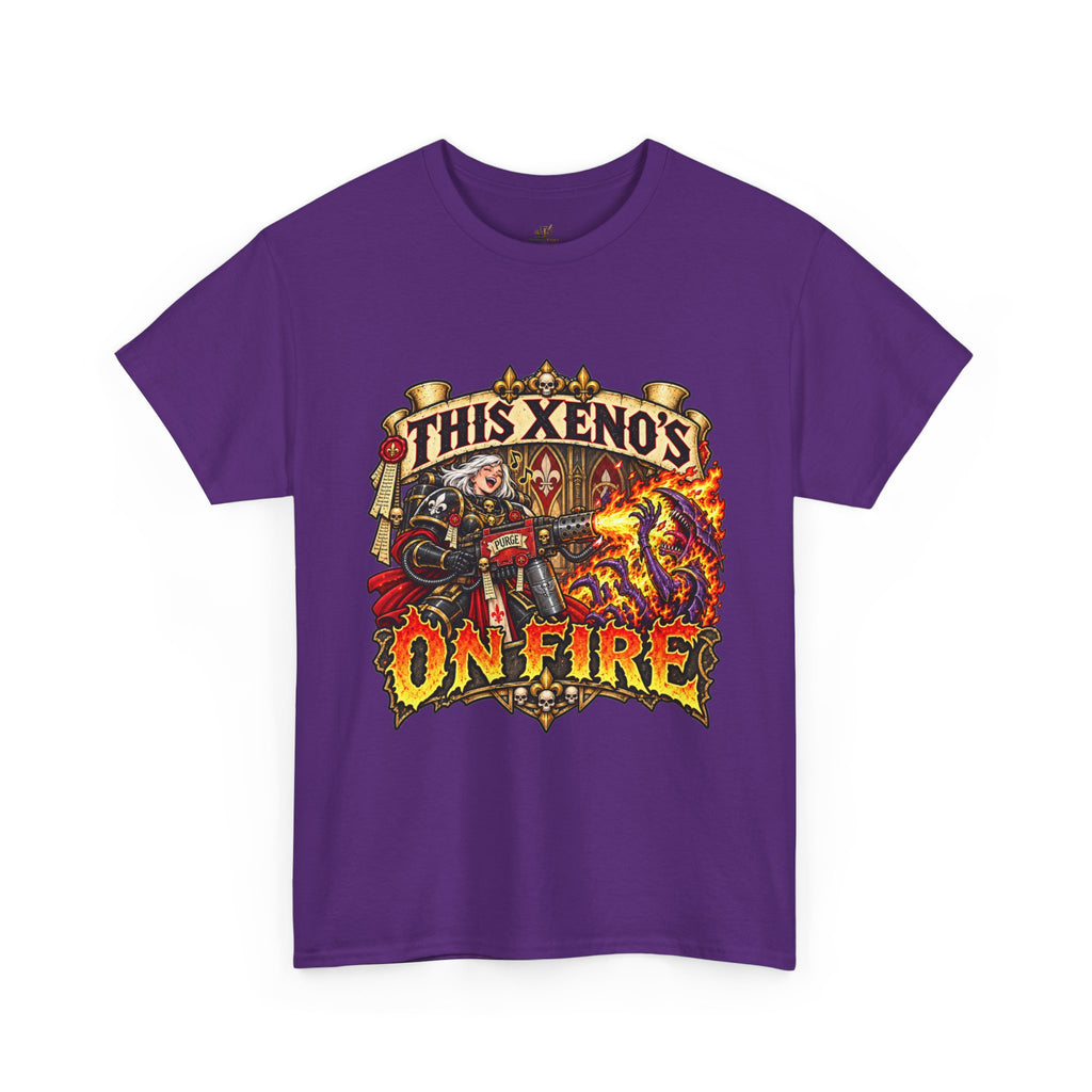 This Xeno’s on Fire Shirt – Sisters of Battle Music Parody Tee