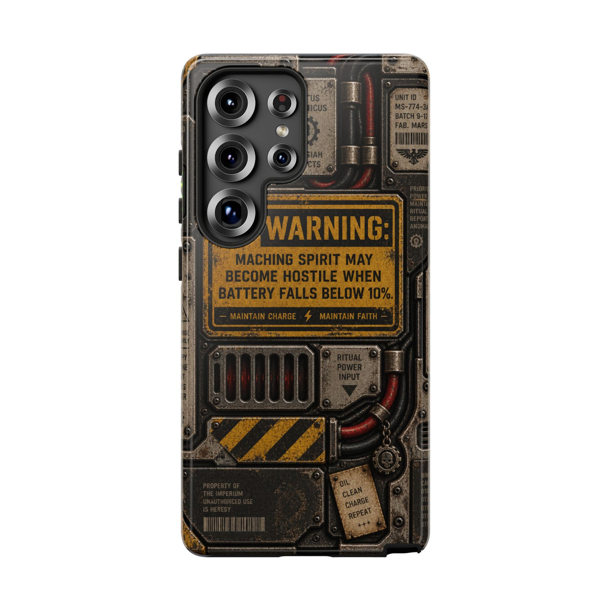 Machine Spirit Warning Phone Case | Grimdark Sci-Fi Design
