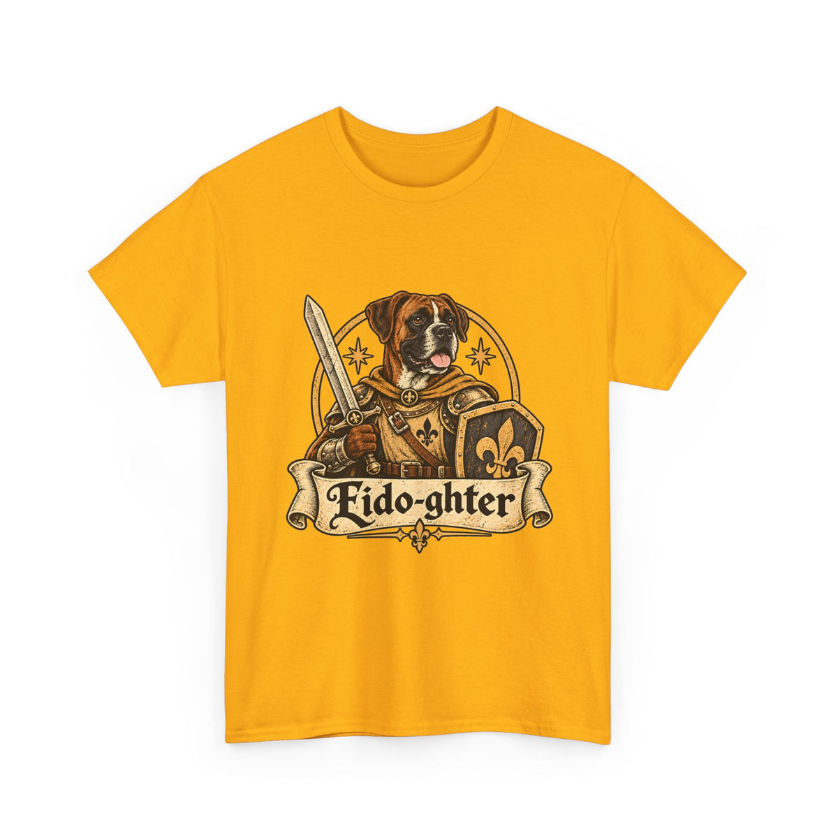 Fido Fighter Dog T Shirt Funny Fantasy Warrior Tee