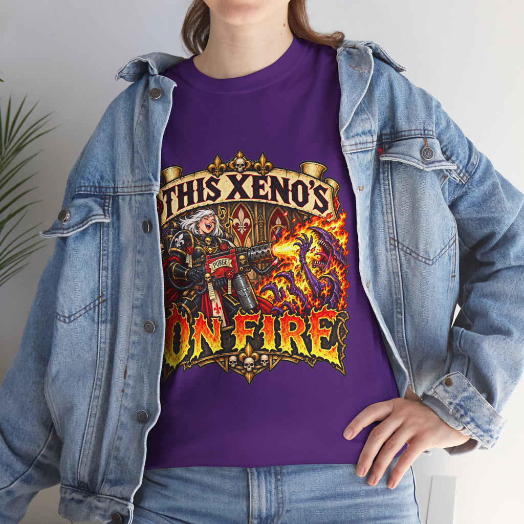 This Xeno’s on Fire Shirt – Sisters of Battle Music Parody Tee