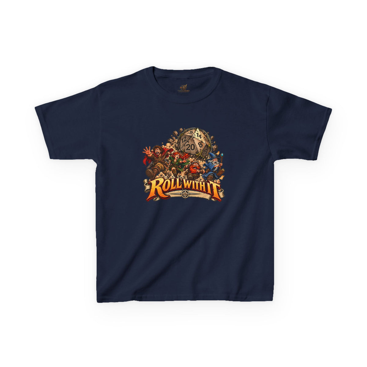 Kids Roll With It D20 T-Shirt | Funny Tabletop RPG Dice Tee