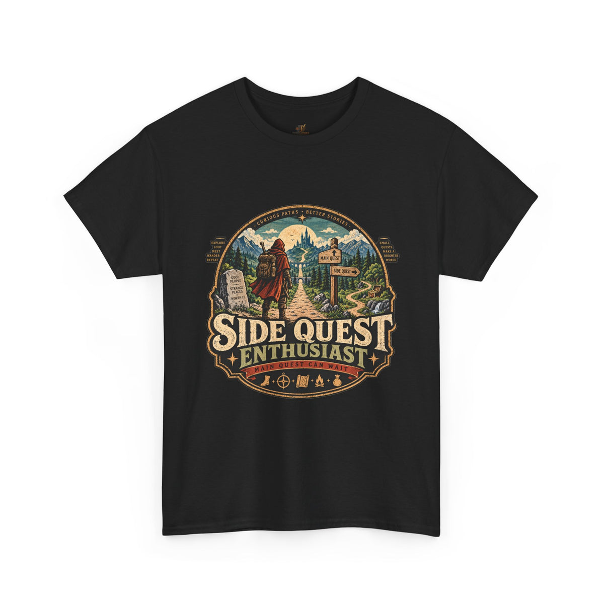 Side Quest Enthusiast T Shirt Funny Fantasy RPG Gaming Tee