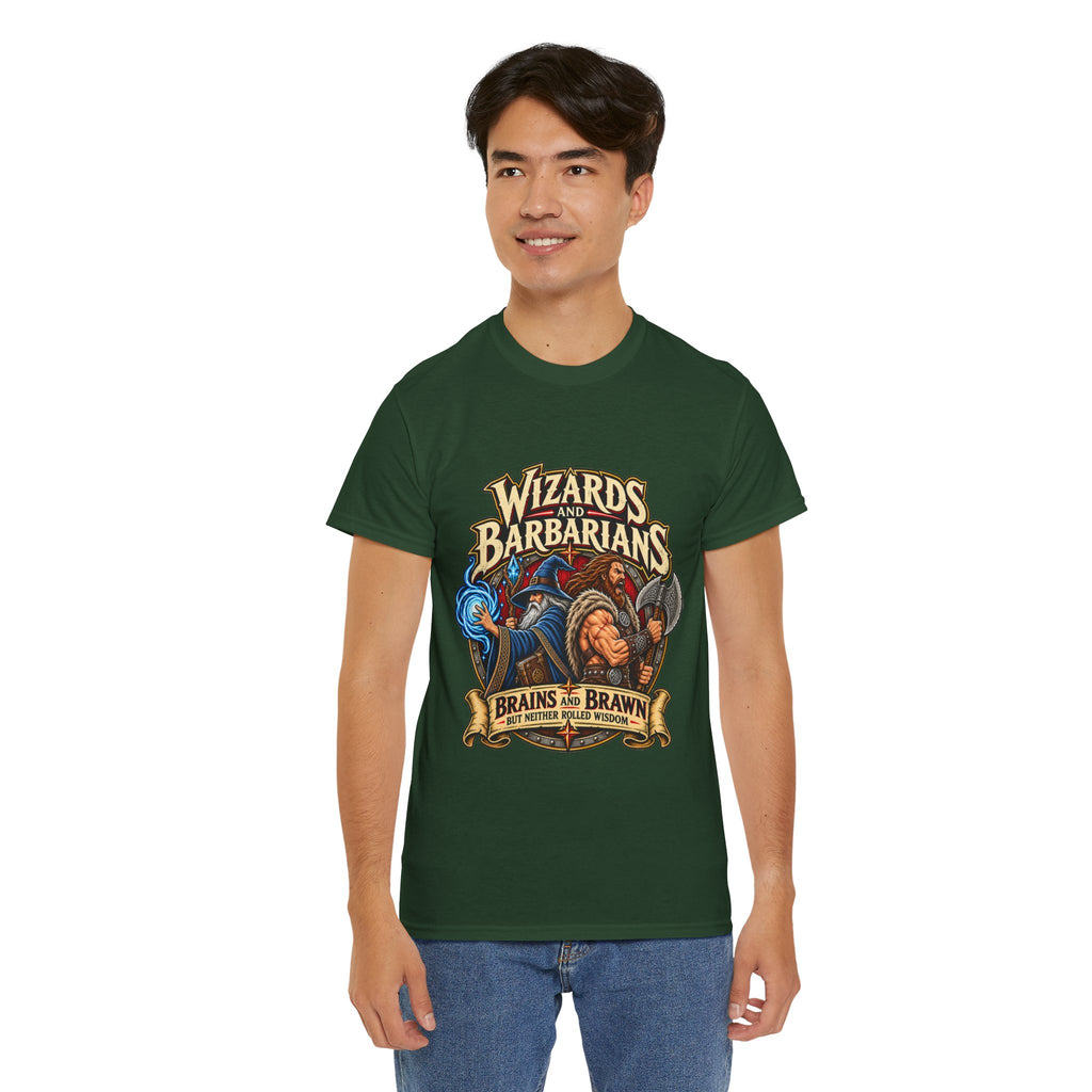 Wizards & Barbarians T-Shirt | Funny Fantasy RPG Gamer Tee