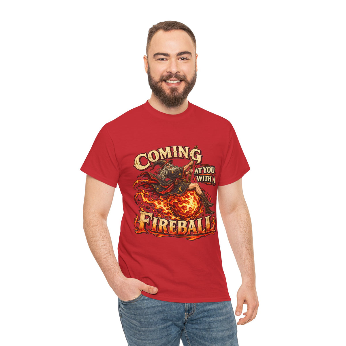 Coming at You With a Fireball Wizard T-Shirt | Funny Fantasy RPG Tee