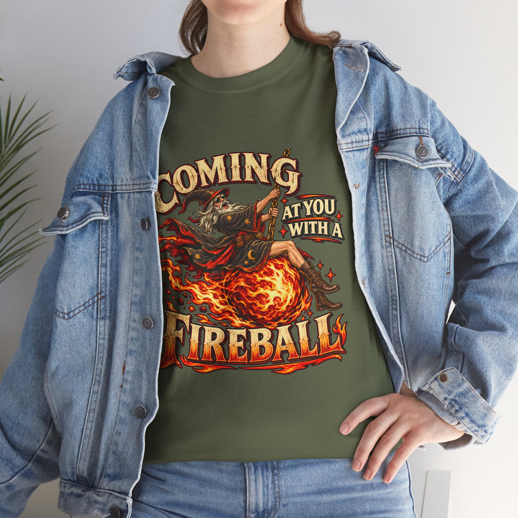 Coming at You With a Fireball Wizard T-Shirt | Funny Fantasy RPG Tee