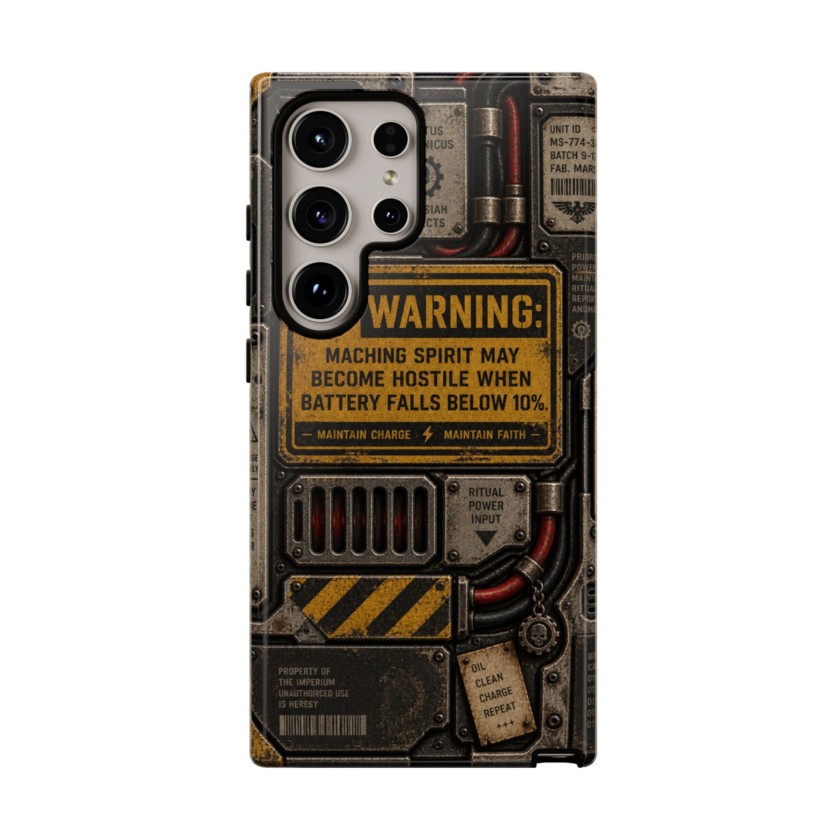 Machine Spirit Warning Phone Case | Grimdark Sci-Fi Design