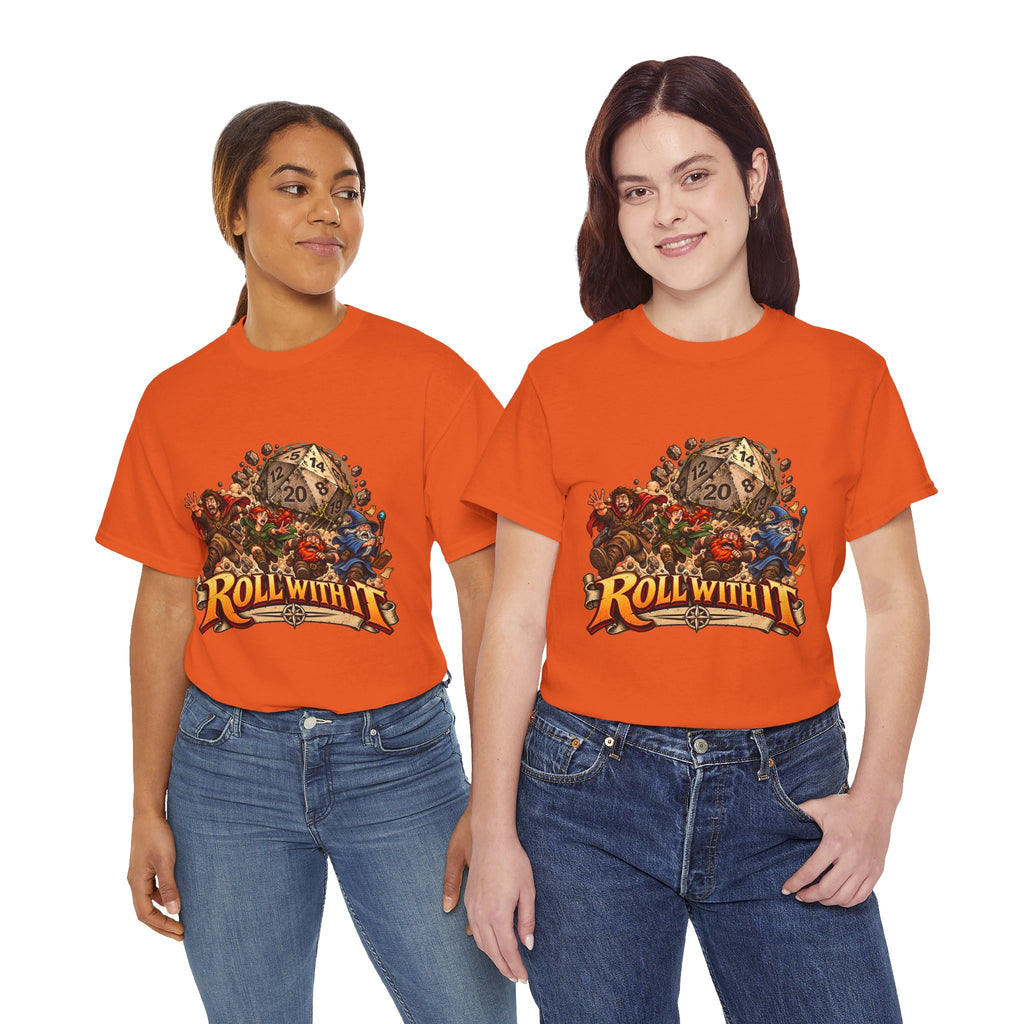 Roll With It D20 T-Shirt | Funny Tabletop RPG Dice Tee