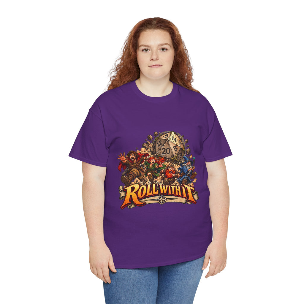 Roll With It D20 T-Shirt | Funny Tabletop RPG Dice Tee