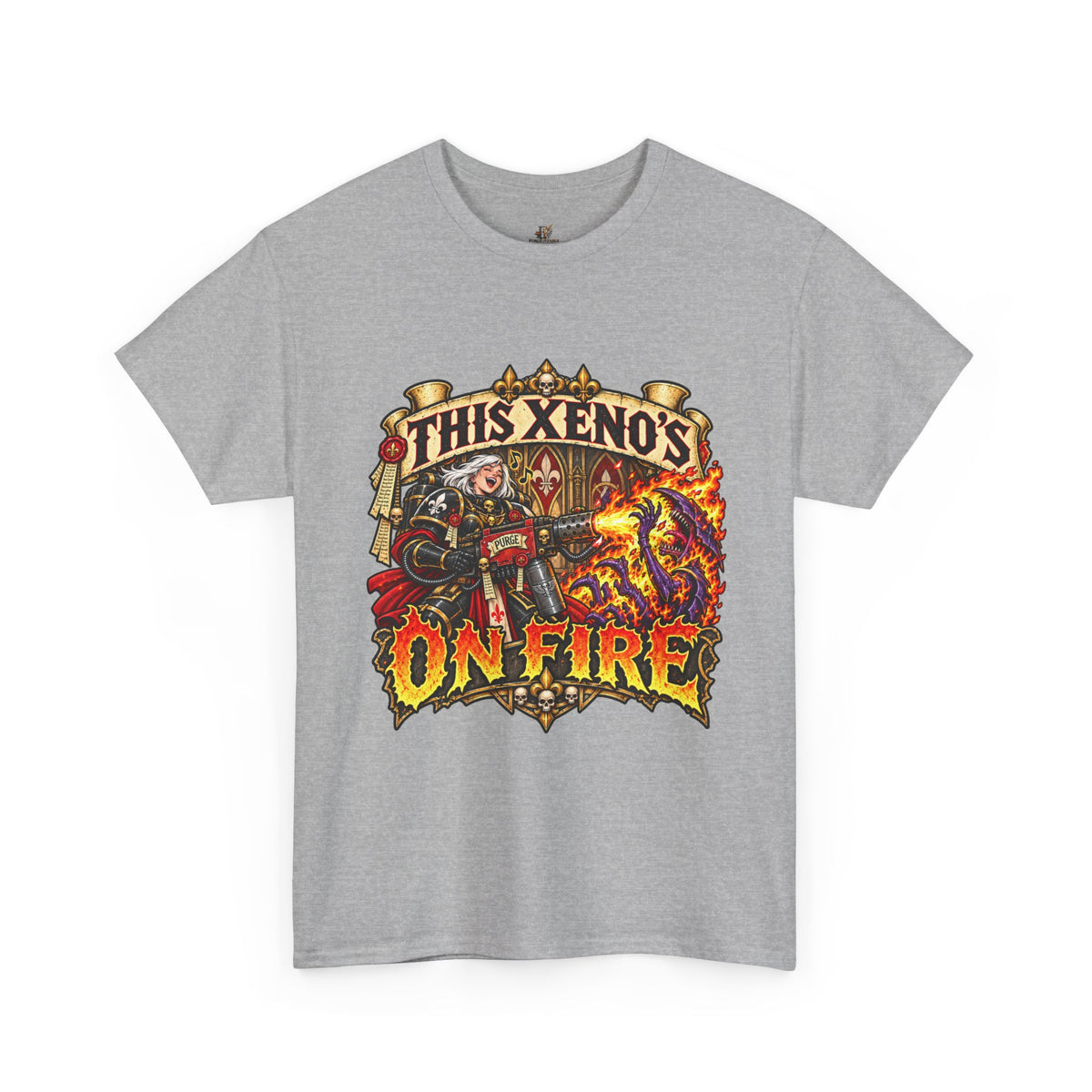 This Xeno’s on Fire Shirt – Sisters of Battle Music Parody Tee