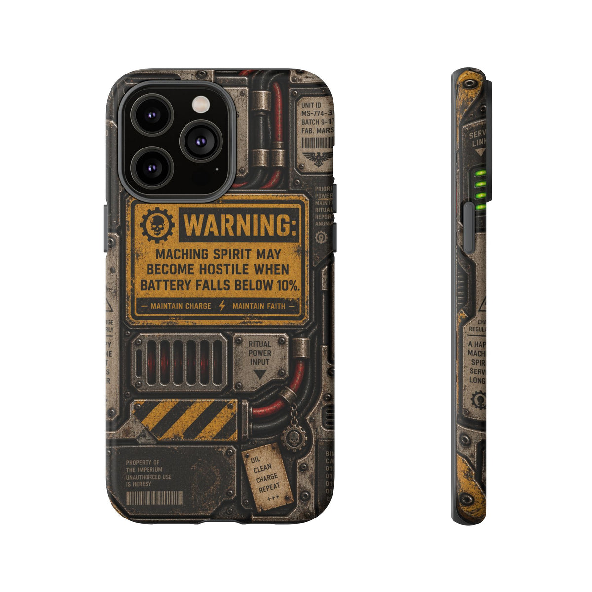 Machine Spirit Warning Phone Case | Grimdark Sci-Fi Design