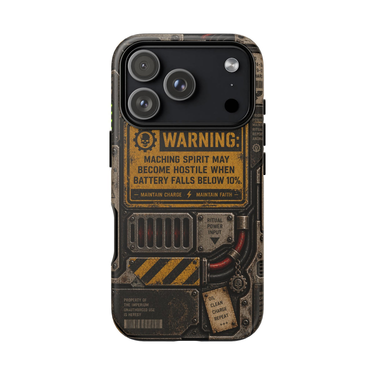 Machine Spirit Warning Phone Case | Grimdark Sci-Fi Design