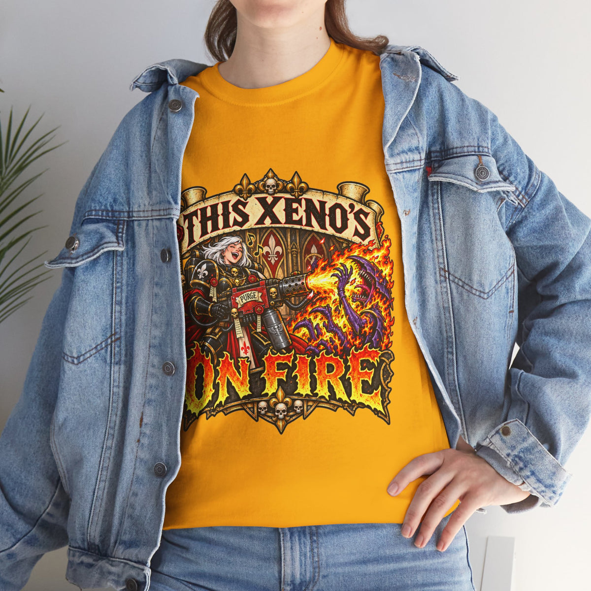 This Xeno’s on Fire Shirt – Sisters of Battle Music Parody Tee