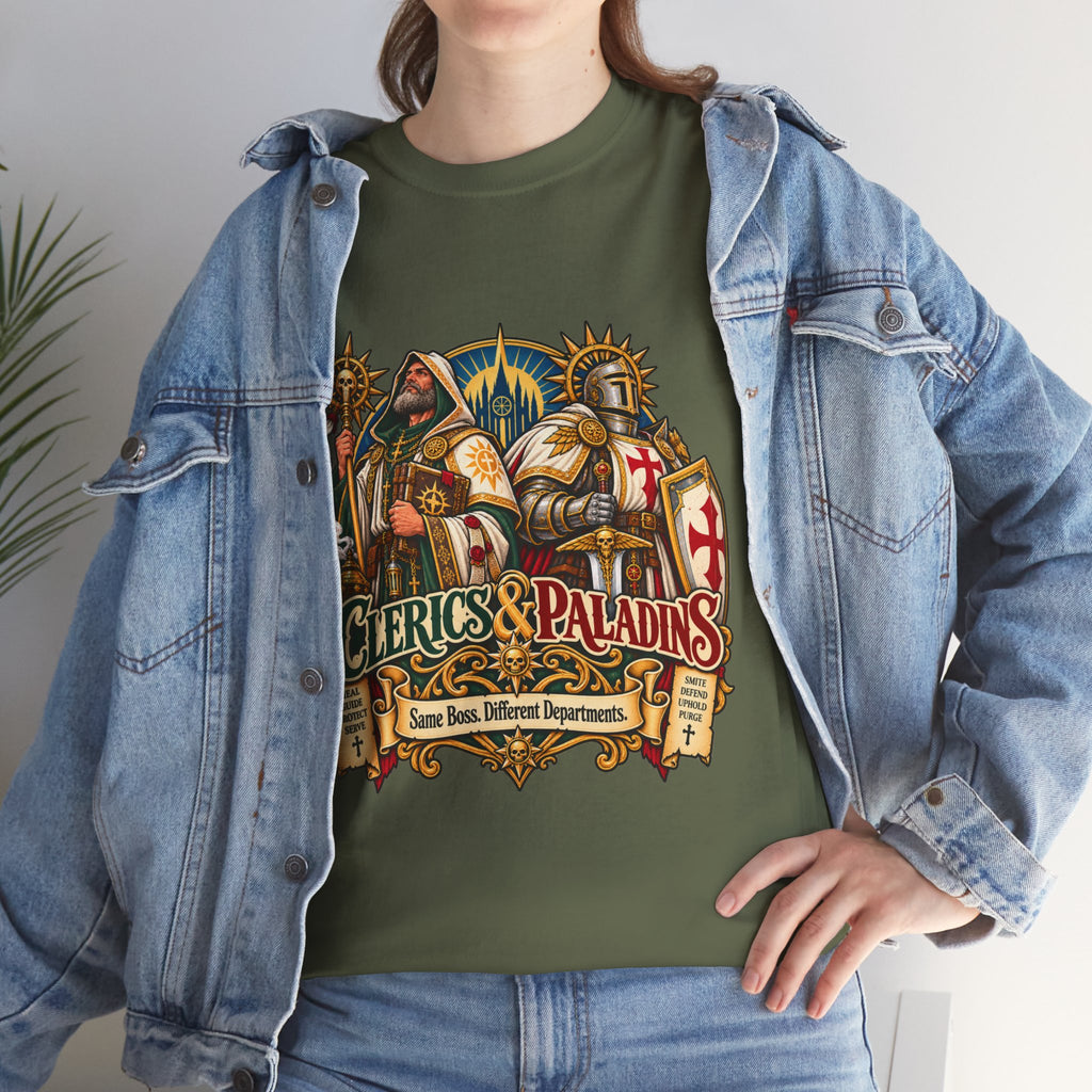 Clerics & Paladins RPG Tee | Same Boss, Different Departments