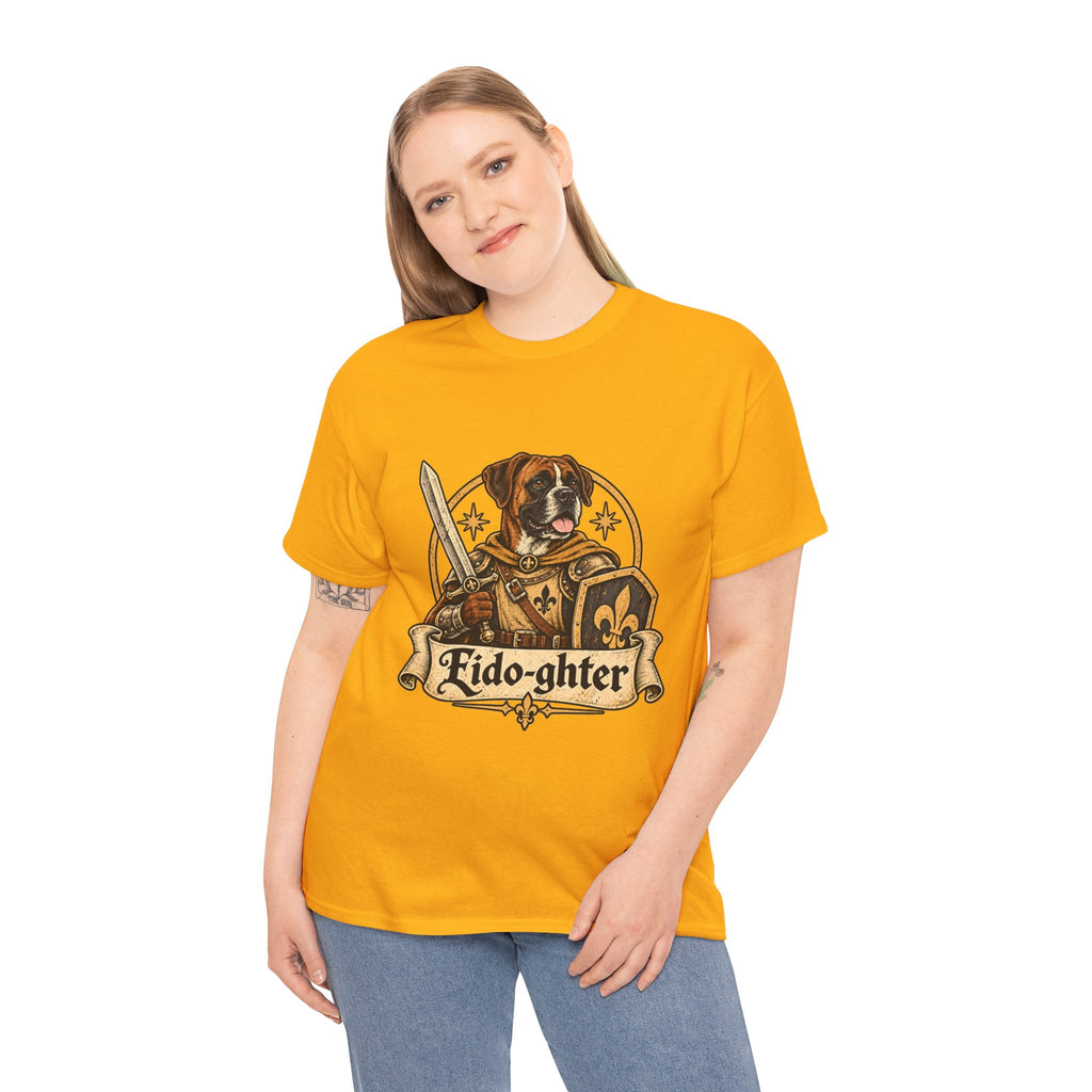 Fido Fighter Dog T Shirt Funny Fantasy Warrior Tee