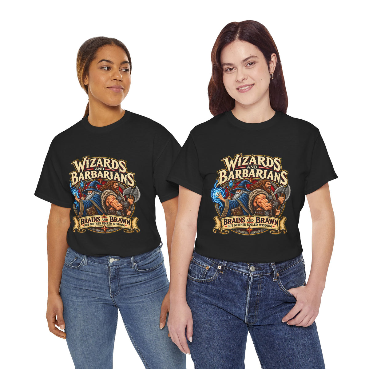 Wizards & Barbarians T-Shirt | Funny Fantasy RPG Gamer Tee