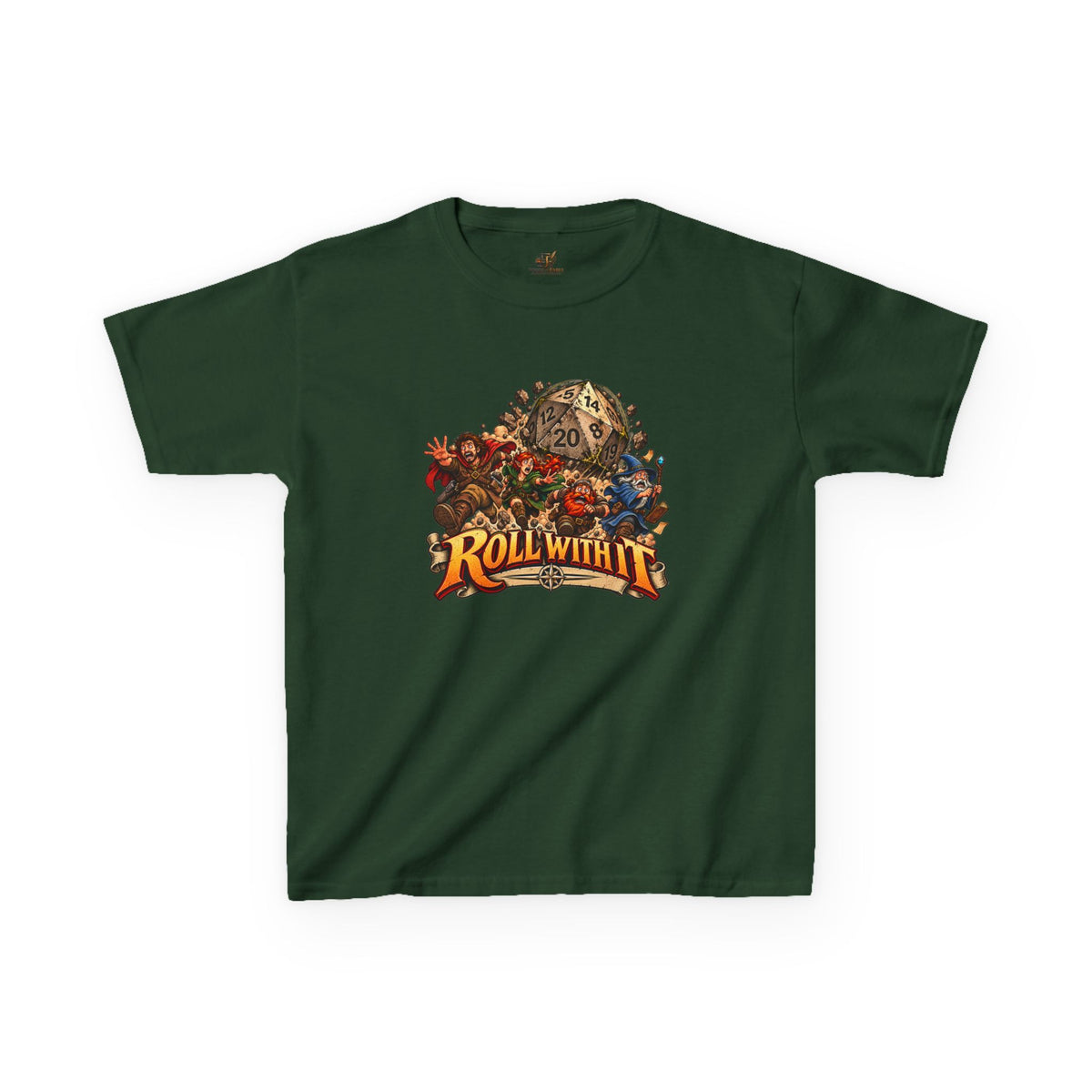 Kids Roll With It D20 T-Shirt | Funny Tabletop RPG Dice Tee