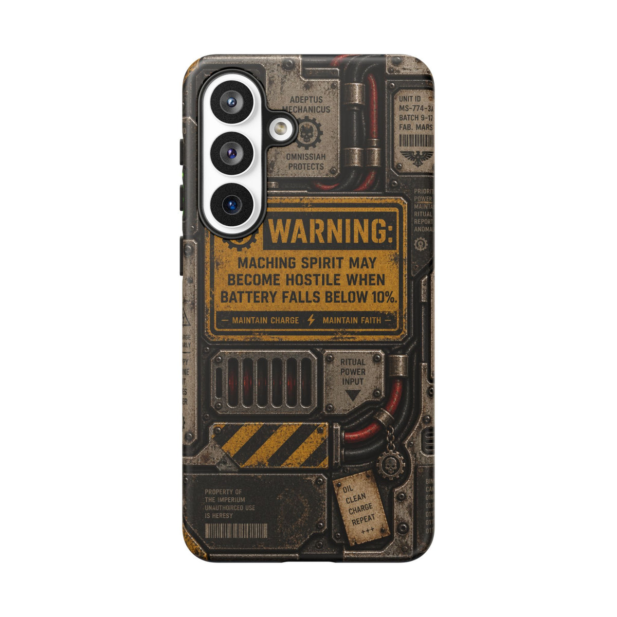 Machine Spirit Warning Phone Case | Grimdark Sci-Fi Design