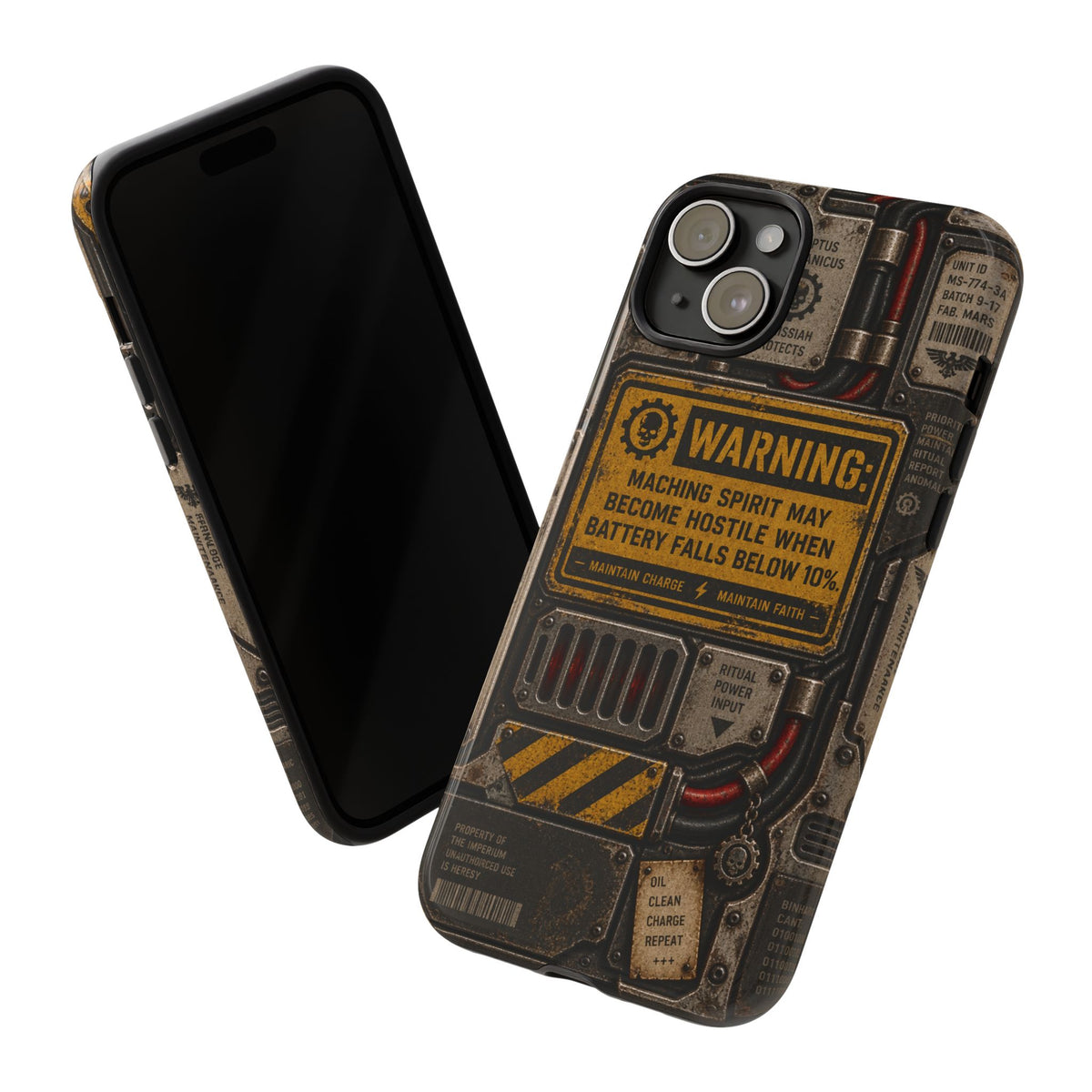Machine Spirit Warning Phone Case | Grimdark Sci-Fi Design