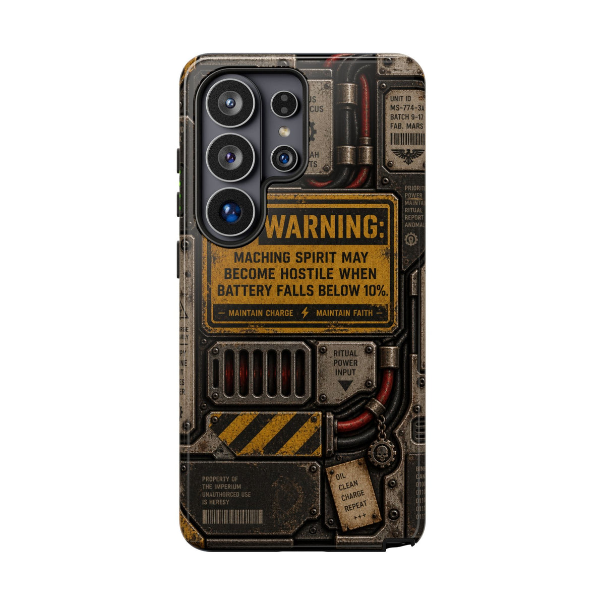 Machine Spirit Warning Phone Case | Grimdark Sci-Fi Design