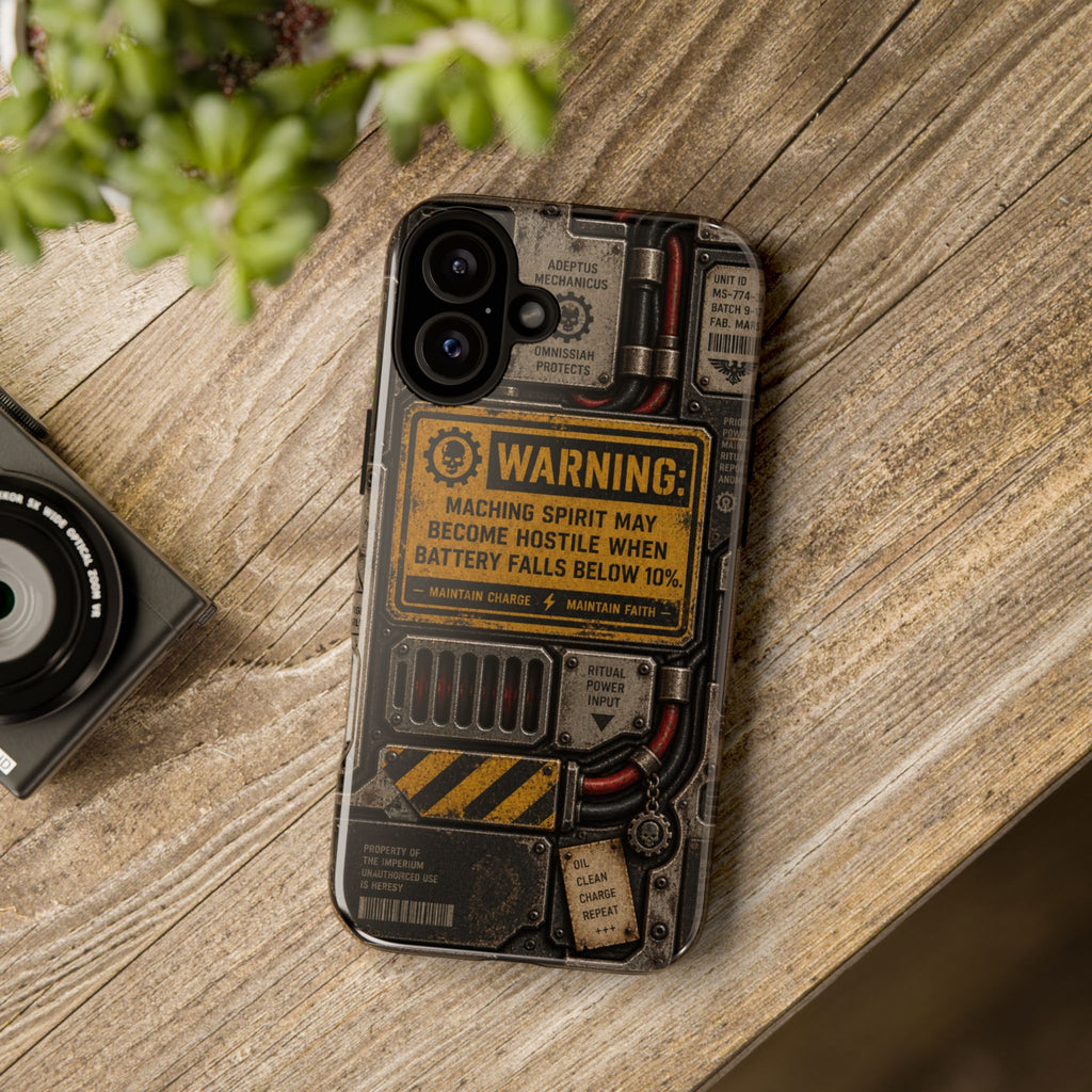 Machine Spirit Warning Phone Case | Grimdark Sci-Fi Design