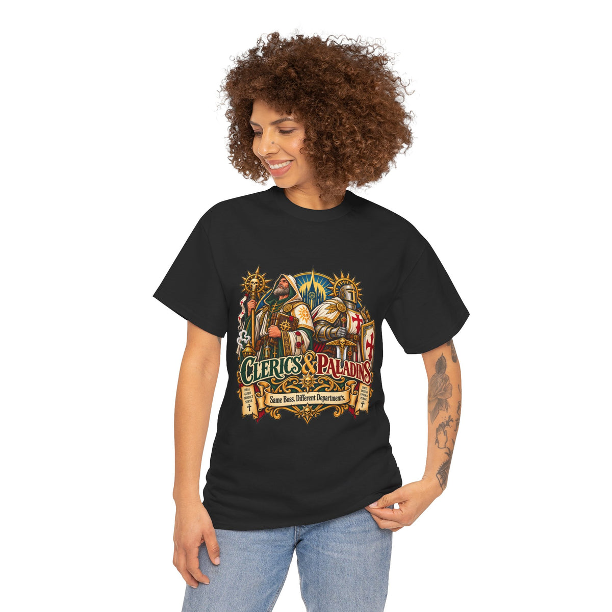 Clerics & Paladins RPG Tee | Same Boss, Different Departments
