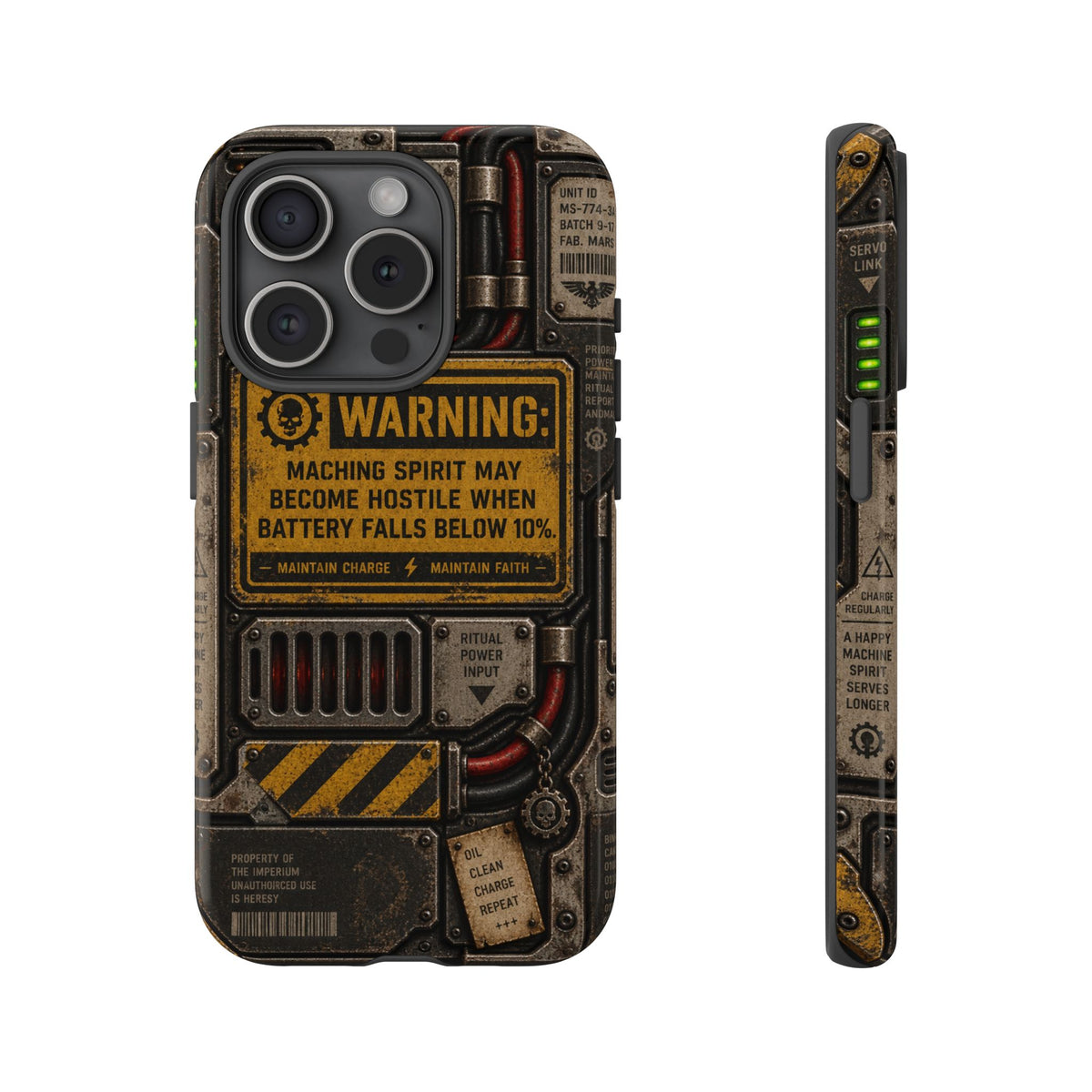 Machine Spirit Warning Phone Case | Grimdark Sci-Fi Design