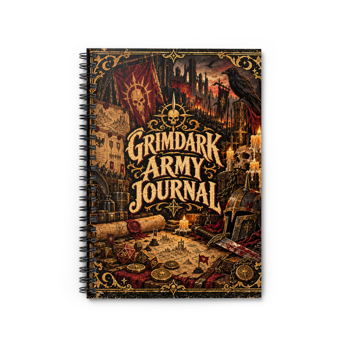Grimdark Army Journal | Ruled Spiral Notebook for Wargaming Notes