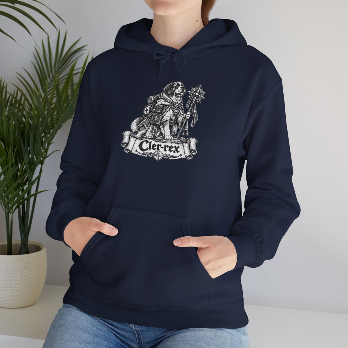 Cler-Rex Dog Hoodie – Cleric Fantasy RPG Pullover