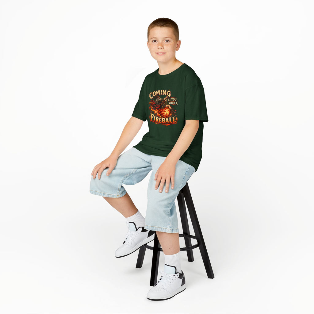 Kids Fireball Dragon T-Shirt | Cute Fantasy RPG Adventure Tee